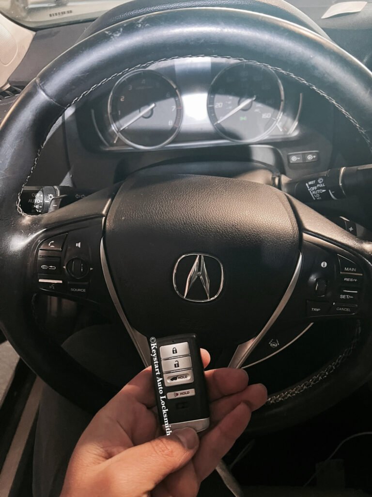 Acura smart key fob replacement LA - keystart Auto Locksmith car locksmith is making a key fob replacement in Sherman Oaks, Los Angeles, CA