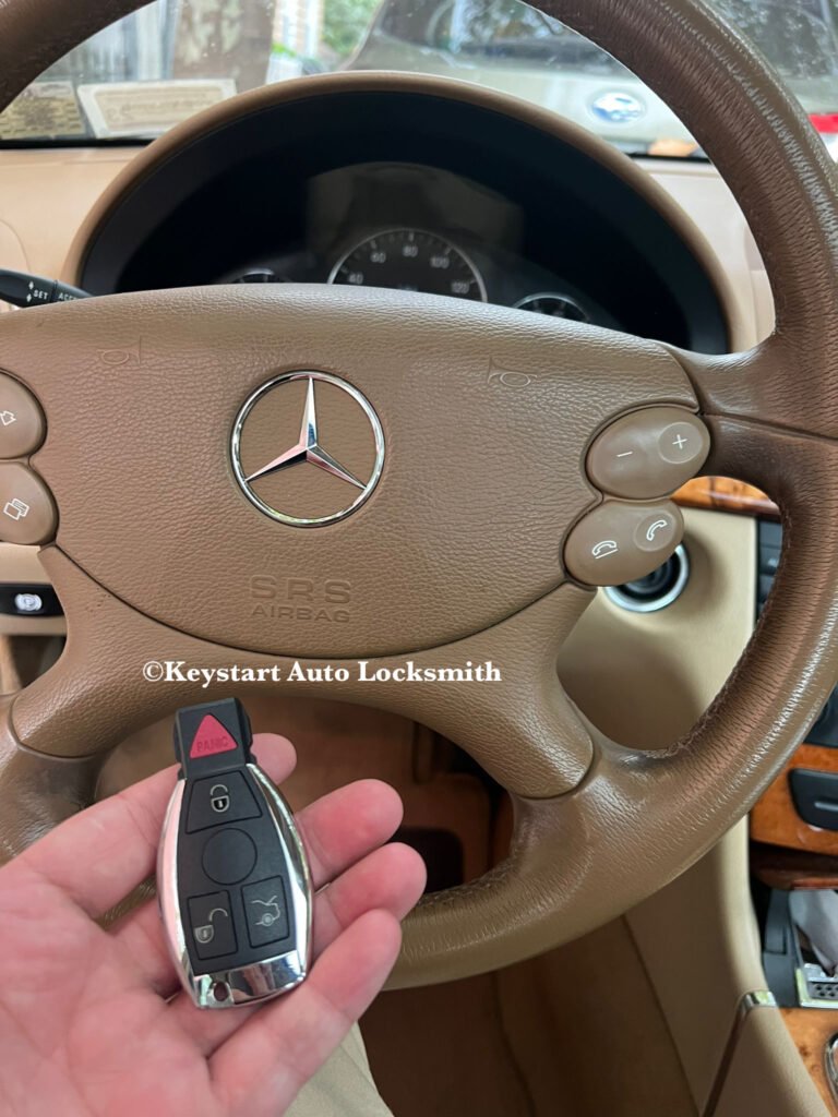 Mercedes key fob replacement LA - keystart Auto Locksmith car locksmith is making a key fob replacement in Bel Air, Los Angeles, CA
