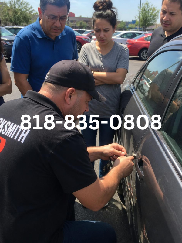 Locksmith helping with a car lockout LA